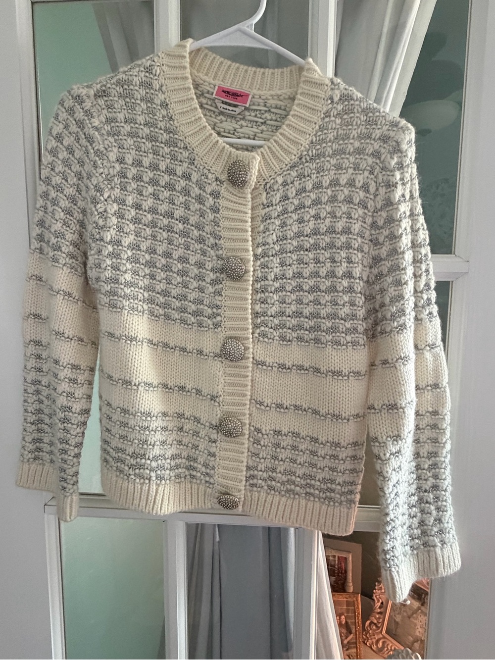NWOT kate spade Cream and Gray Knit Button-Front Cardigan